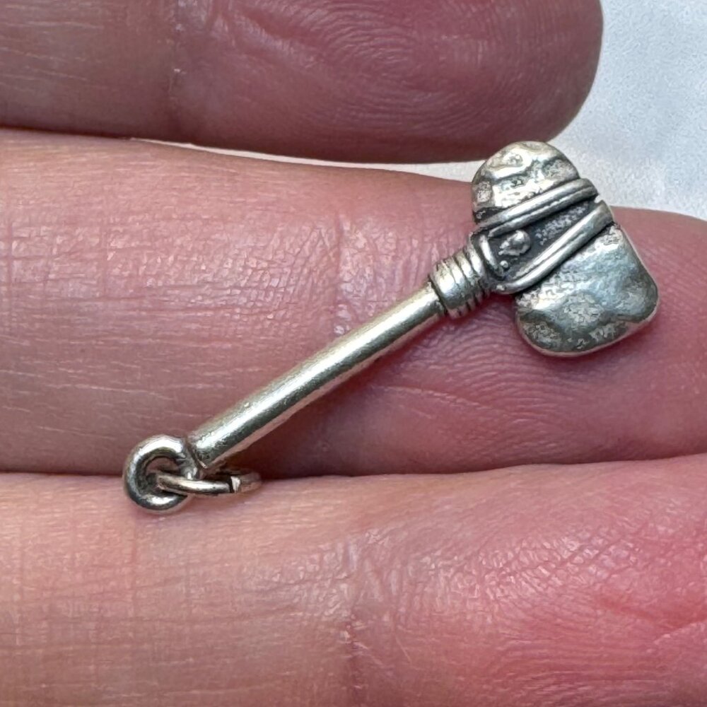 Textured Hatchet Charm VTG Solid Sterling Silver 925 Size 1'' Length